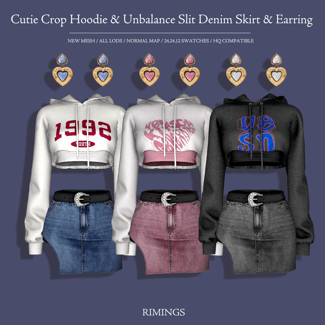 Скриншот мода Сет одежды Cutie Crop Hoodie